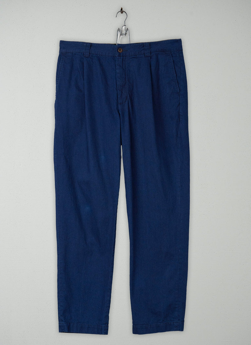Reworn Mens Pleat Trousers Size S (060) | Indigo