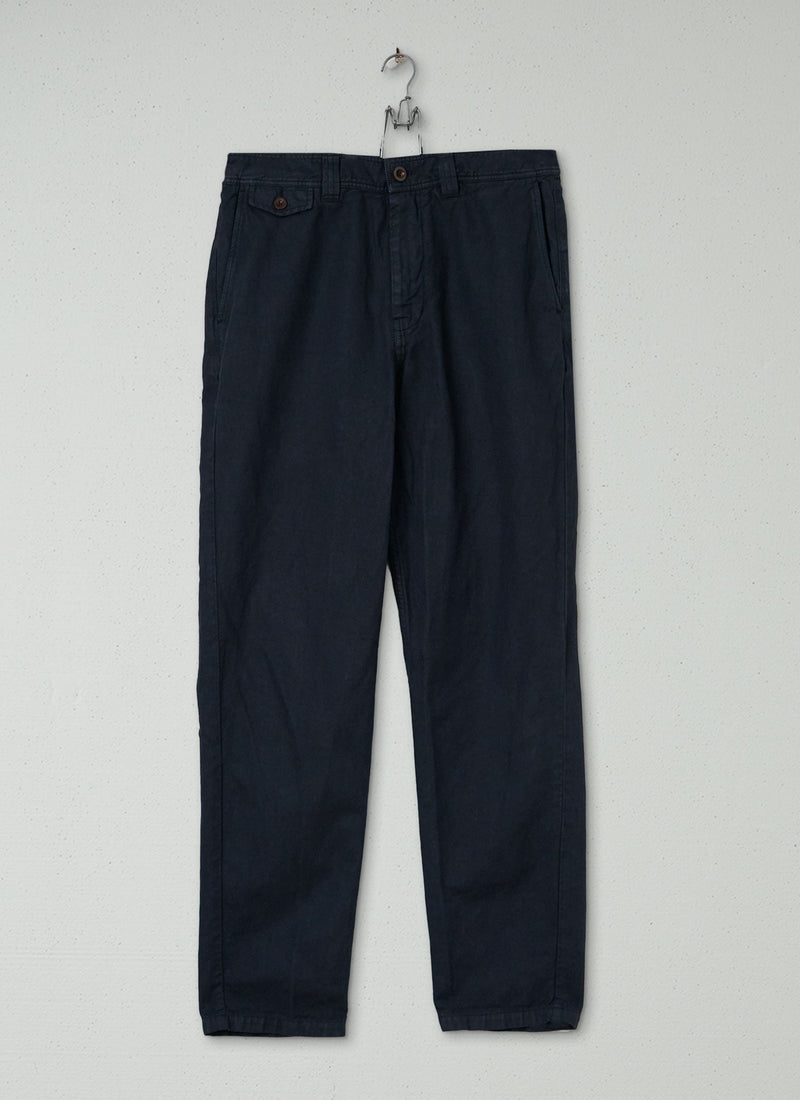 Reworn Mens Cotton Linen Tapered Trousers Size 32 (036) | Dark Navy