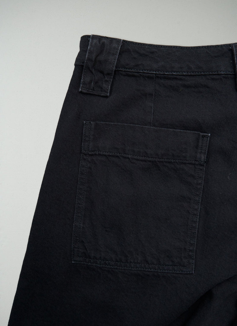 Reworn Mens Denim Tapered Trousers Size 34 (068) | Carbon Black