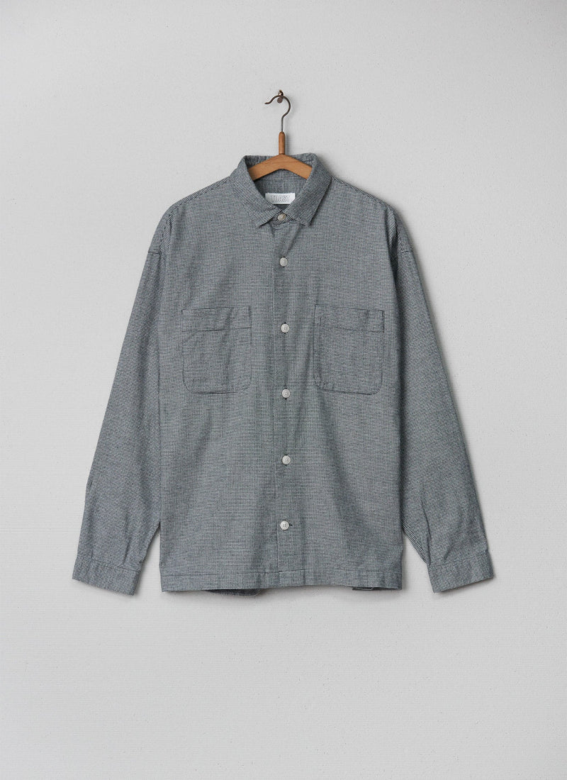 Reworn Mens Houndstooth Check Shirt Size M (002) | Black/Ecru