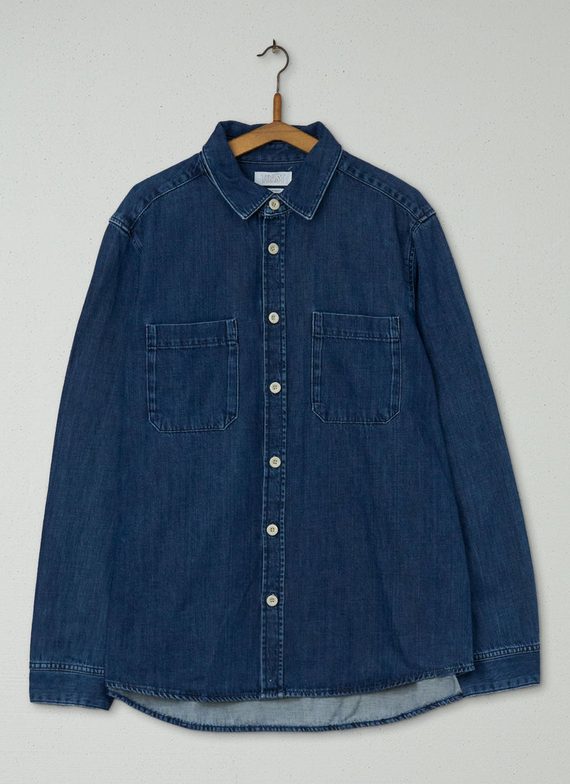 Reworn Mens Patch Pocket Denim Shirt Size XL (019) | Indigo