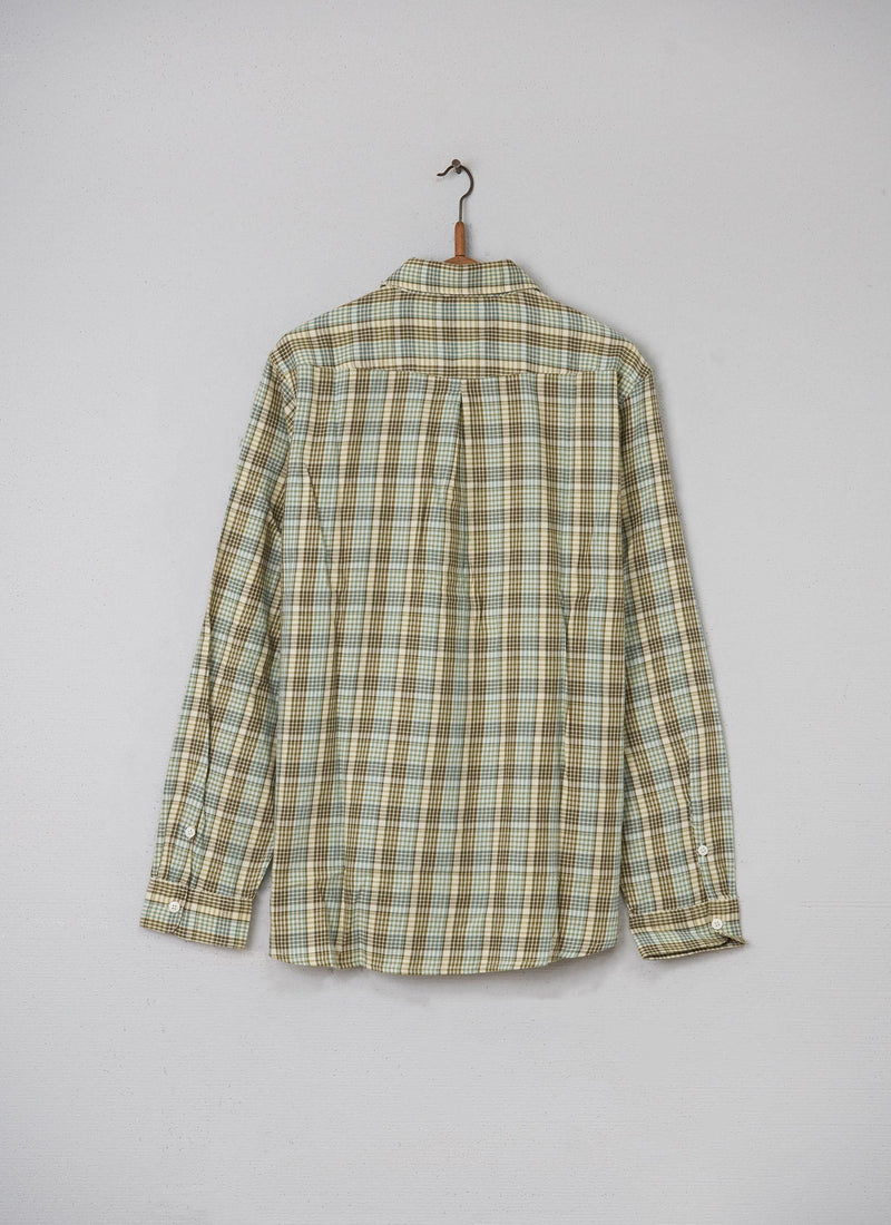 Reworn Check Cotton Shirt Size L (004) | Olive