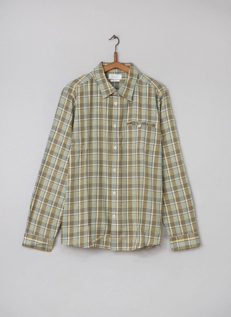 Reworn Check Cotton Shirt Size L (004) | Olive