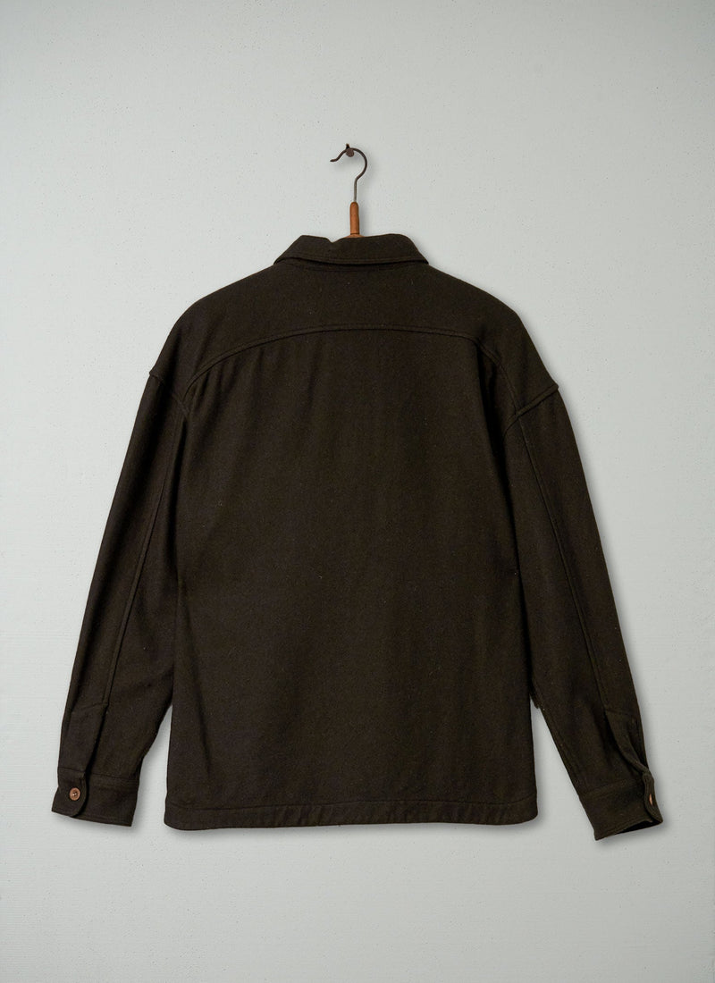 Reworn Mens Wool Cashmere Overshirt Size M (007) | Dark Olive