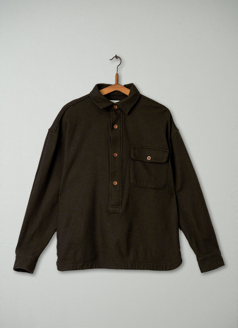 Reworn Mens Wool Cashmere Overshirt Size M (007) | Dark Olive
