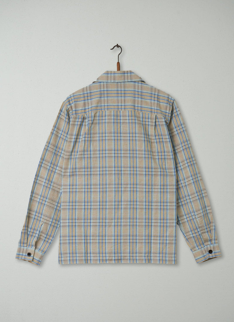 Reworn Mens Check Shirt Size M (006) | Ochre/Blue