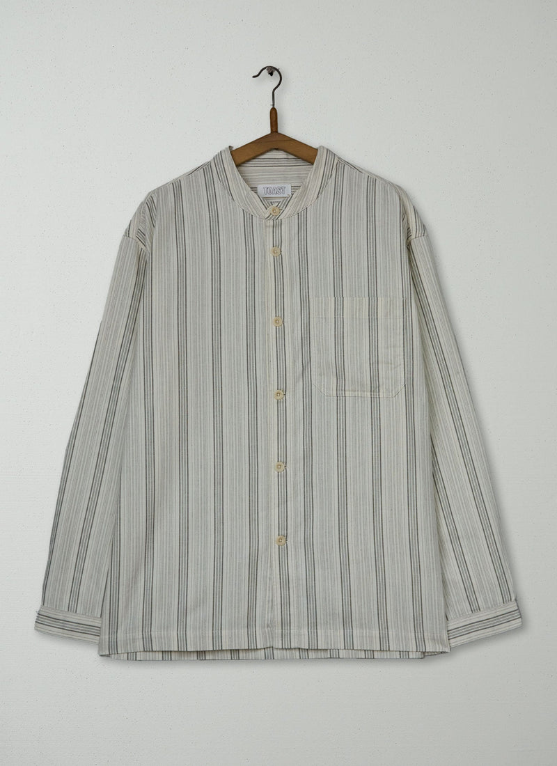 Reworn Mens Grandad Collar Shirt Size L (057) | Multi