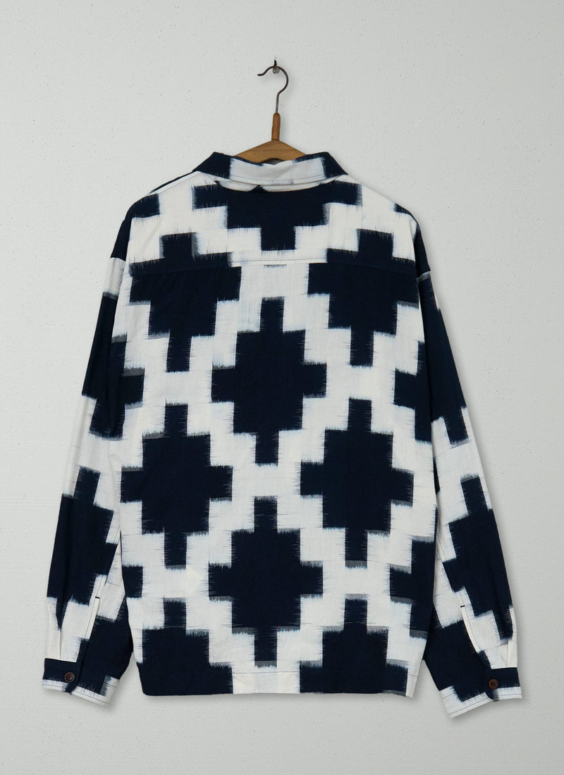Reworn Mens Ikat Shirt Size M (024) | Multi