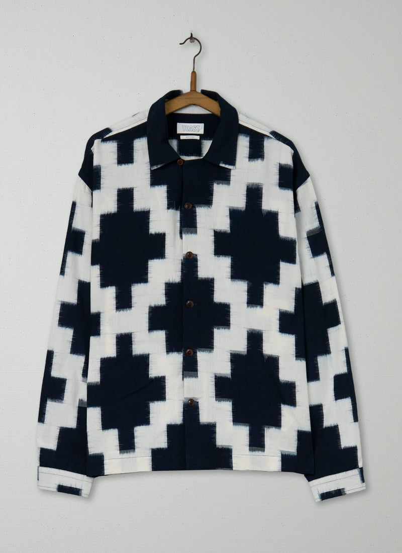 Reworn Mens Ikat Shirt Size M (024) | Multi