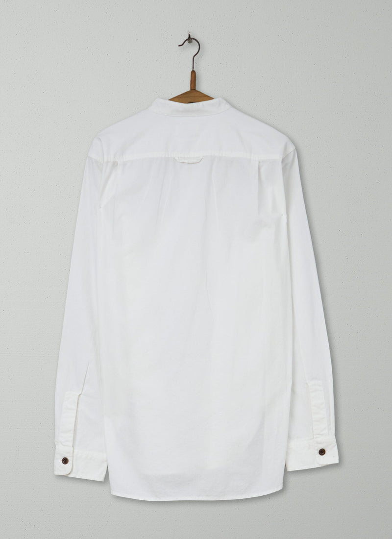 Reworn Mens Grandad Collar Shirt Size M (028) | Chalk