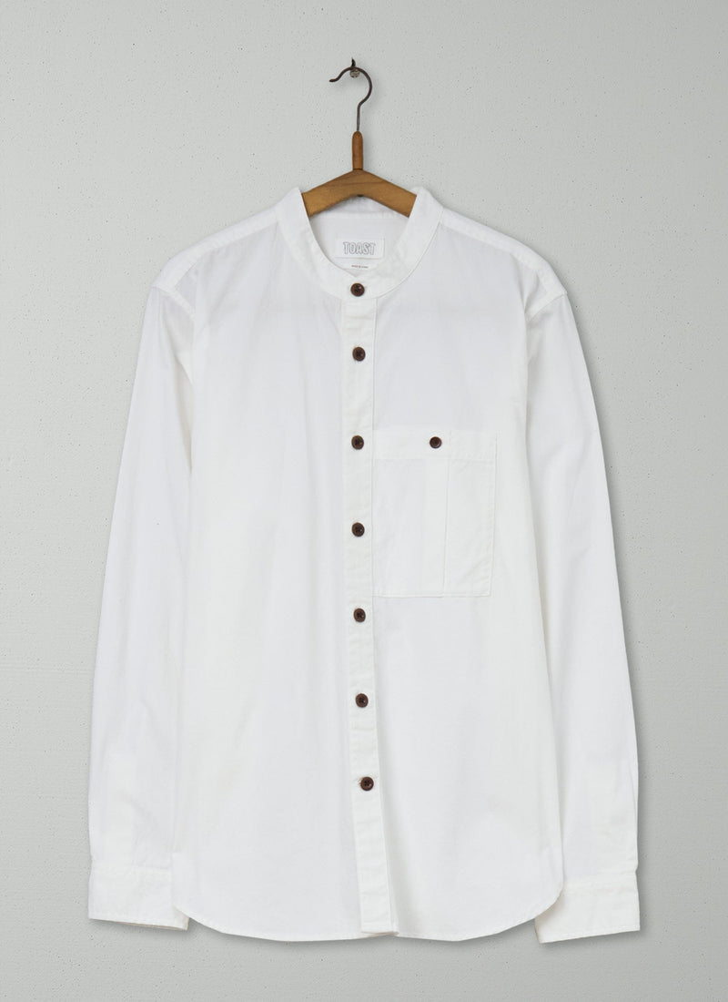 Reworn Mens Grandad Collar Shirt Size M (028) | Chalk