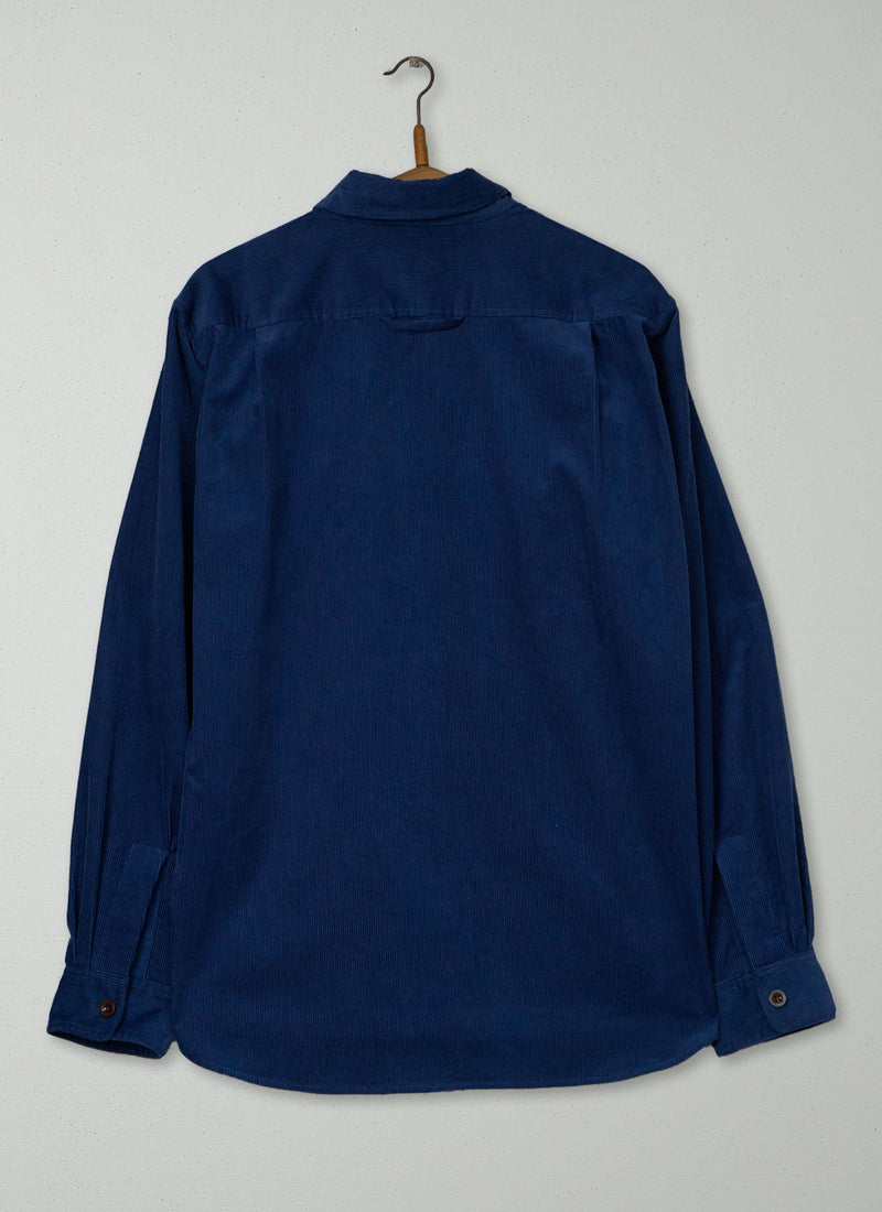 Reworn Mens Cord Shirt Size M (059) | Denim Blue