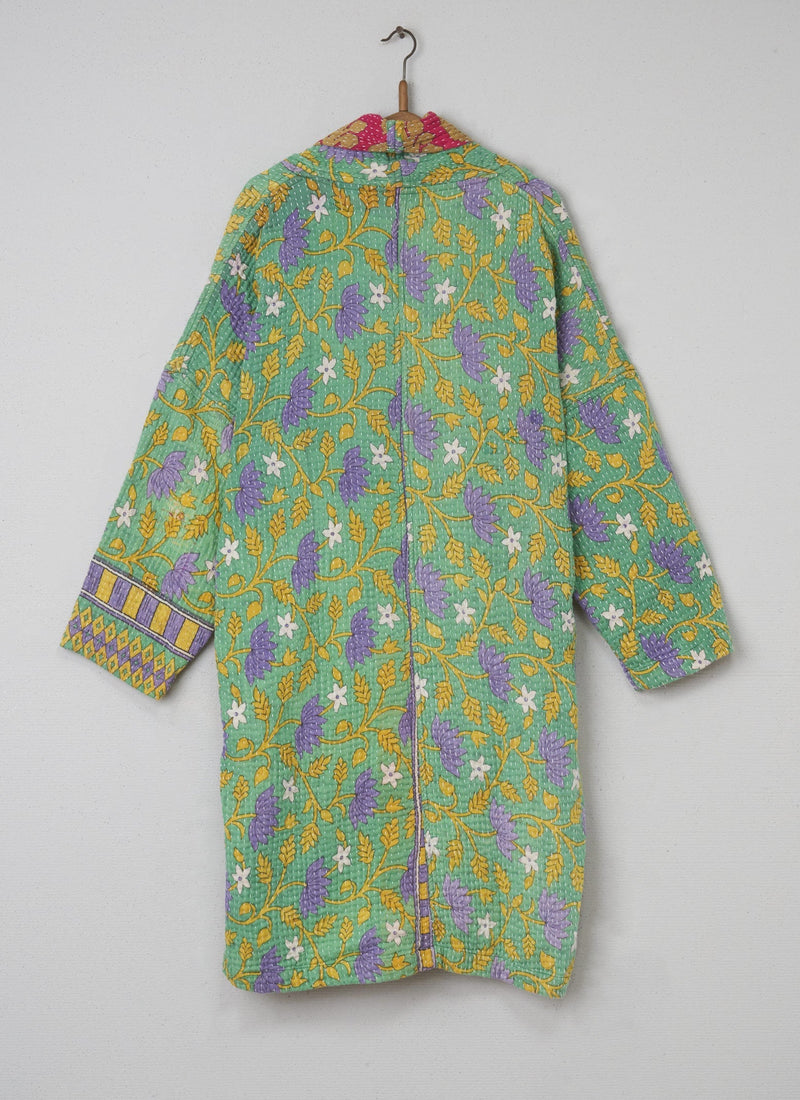 Reworn Kantha Gown Size L (002) | Greens