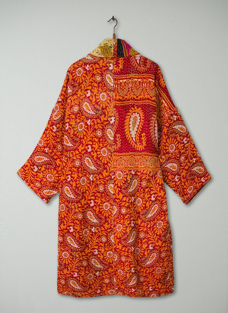 Reworn Reversible Kantha Gown Size S (011) | Reds