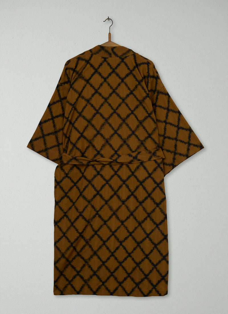Reworn Lattice Ikat Gown Size M (053) | Multi