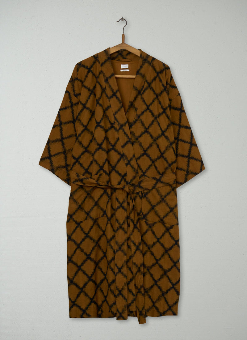 Reworn Lattice Ikat Gown Size S (051) | Multi