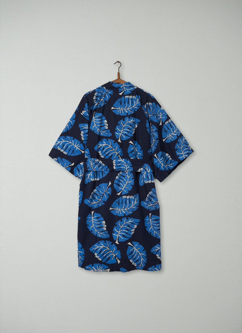 Reworn Cotton Print Gown Size S (008) | Dark Navy