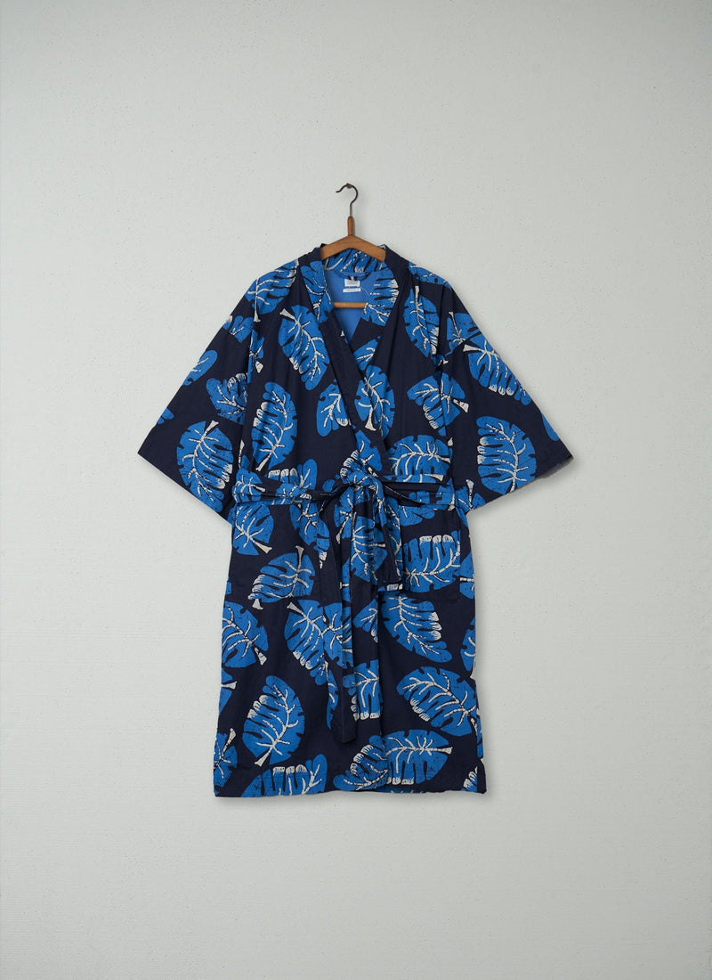 Reworn Cotton Print Gown Size S (008) | Dark Navy