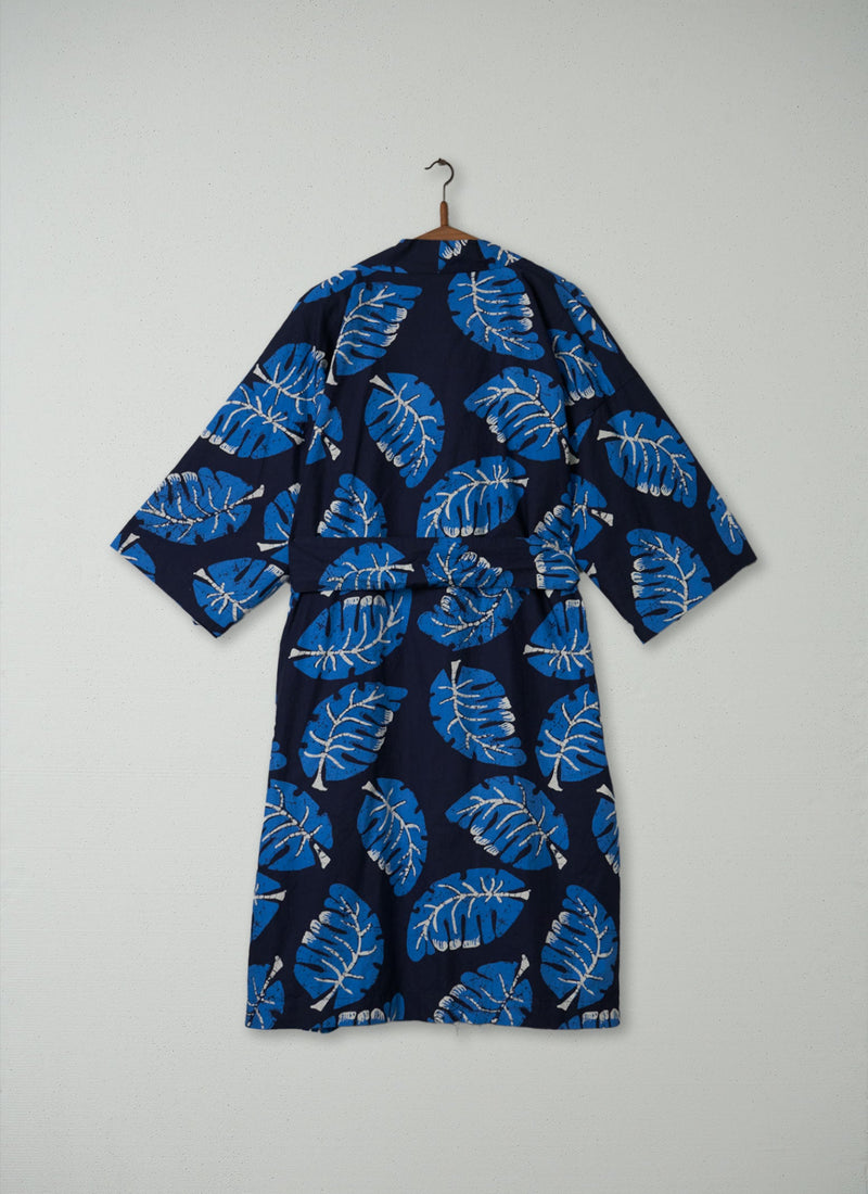 Reworn Cotton Print Gown Size S (067) | Dark Navy