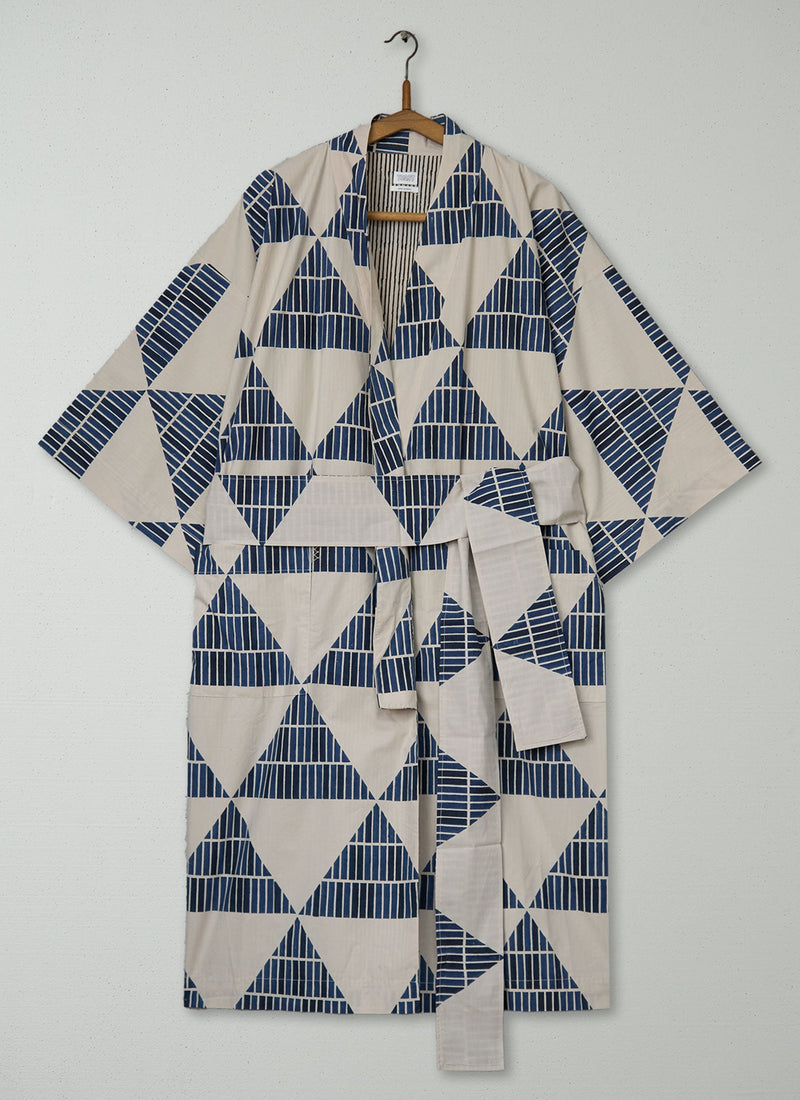 Reworn Diamond Block Print Cotton Gown Size SM (073) | Multi