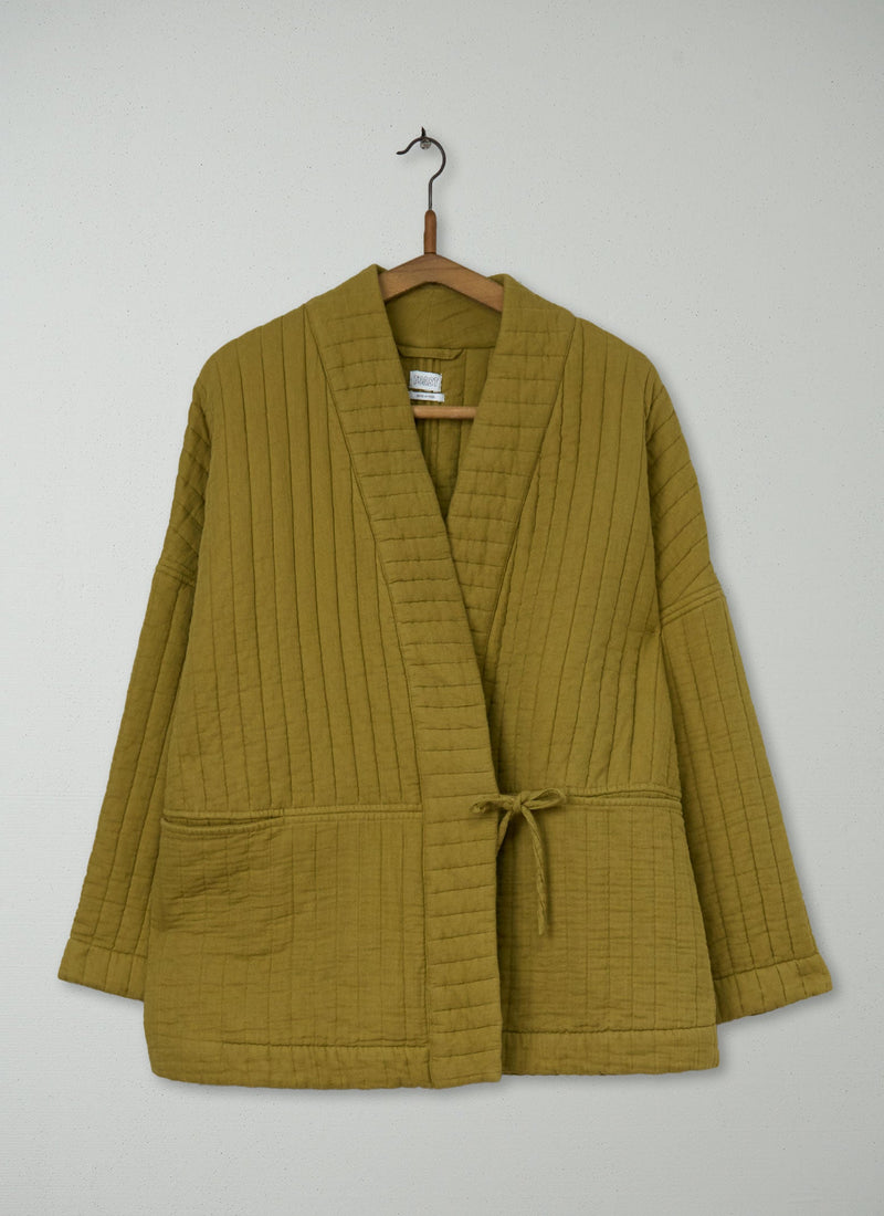 Reworn Quilted Jacket Size SM (154) | Soft Olive