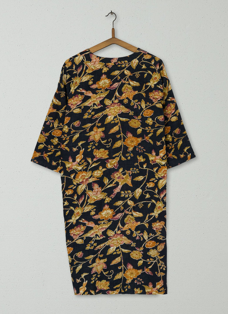Reworn Ukiyo Print Cotton Dhuggie Size S (148) | Multi