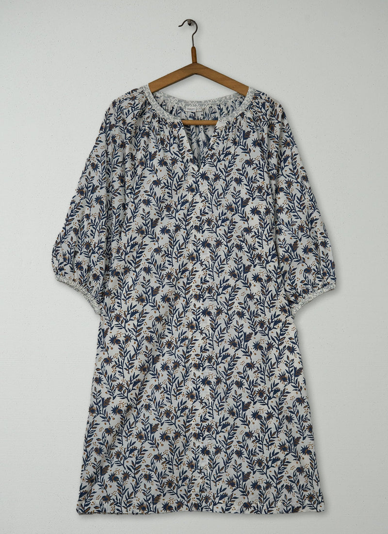 Reworn Block Print Nightie Size M (261) | Multi