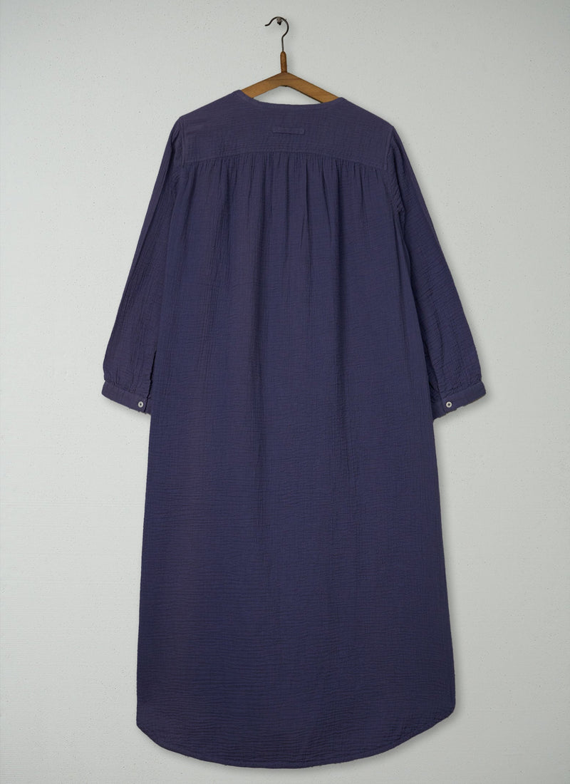 Reworn Crinkle Cotton Kaftan Size M (262) | Shadow Blue