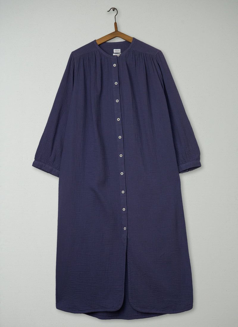 Reworn Crinkle Cotton Kaftan Size M (262) | Shadow Blue