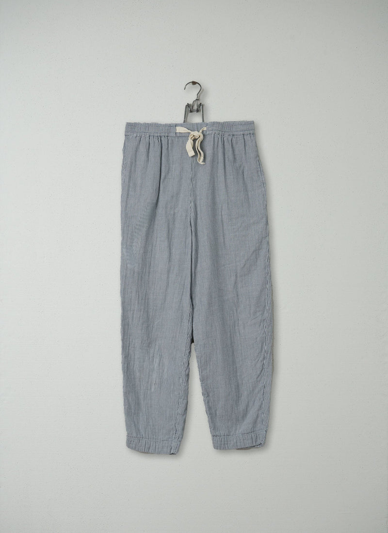 Reworn Cropped Stripe Pyjama Trousers Size XS (009) | Chambray/White