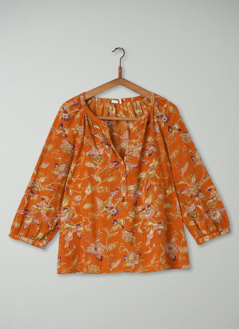 Reworn Ukiyo Print Cotton PJ Top Size M (031) | Multi