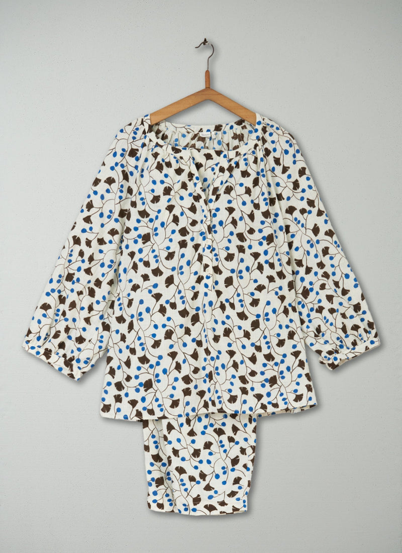 Reworn Ginkgo Print Pyjamas Size M (029) | Multi