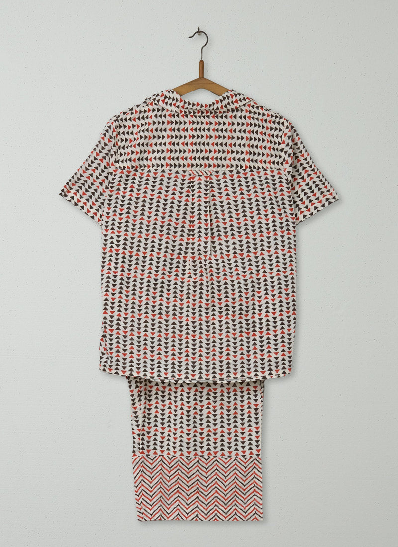 Reworn Geo Block Print Pyjamas Size S (150) | Multi