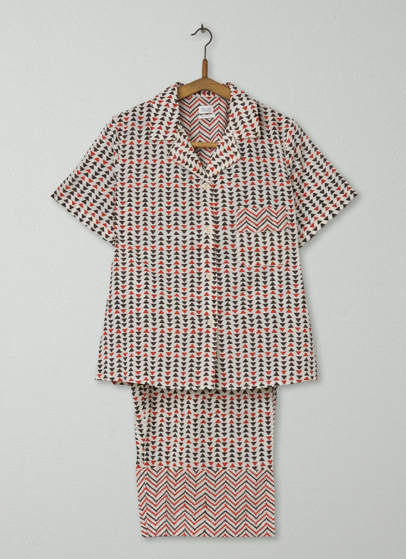 Reworn Geo Block Print Pyjamas Size S (150) | Multi