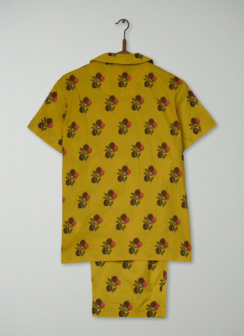 Reworn Block Print Cotton Pyjamas Size XS (287) | Multi
