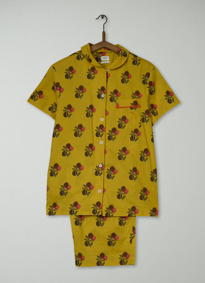 Reworn Block Print Cotton Pyjamas Size XS (287) | Multi