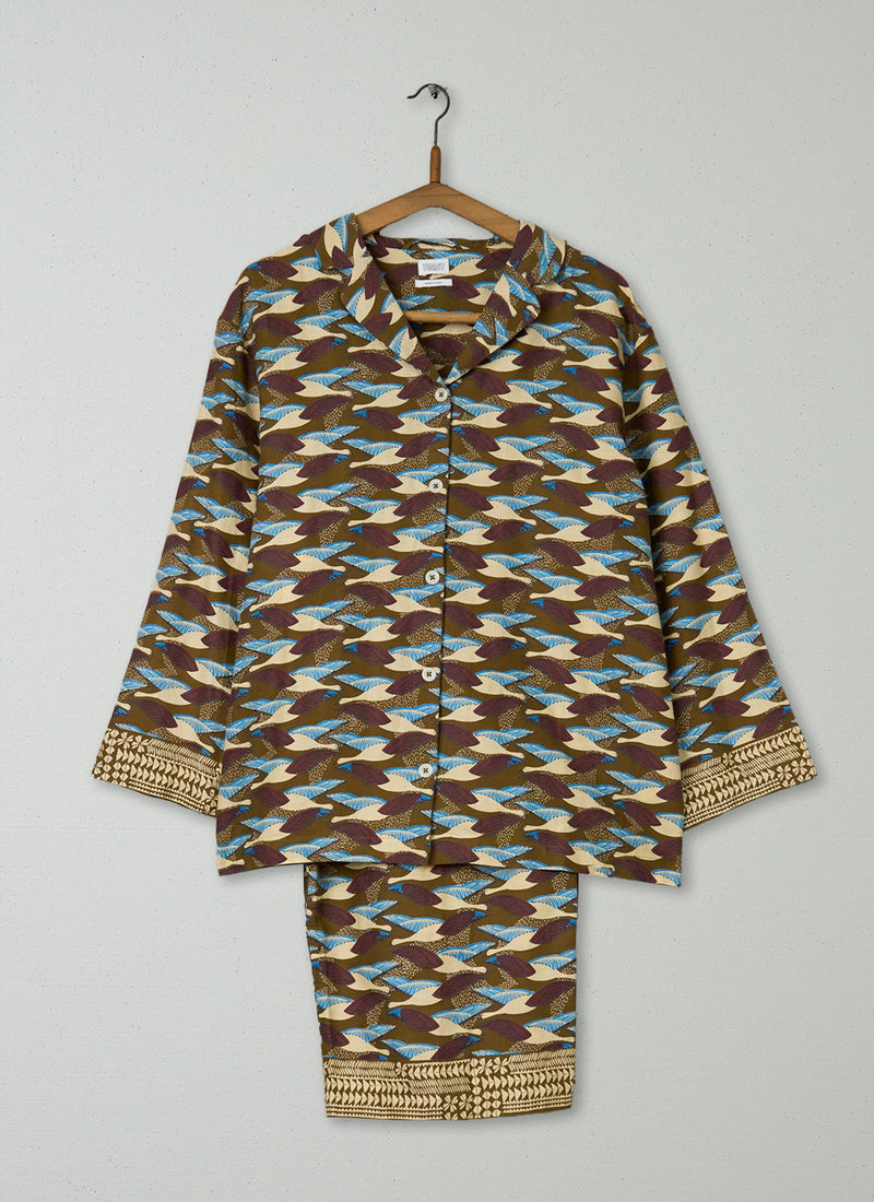 Reworn Bird Print Pyjamas Size XS (193) | Multi