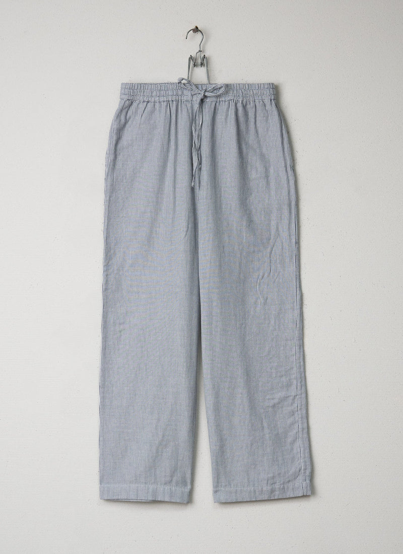 Reworn Stripe Pyjama Trousers Size M (002) | Chambray/White