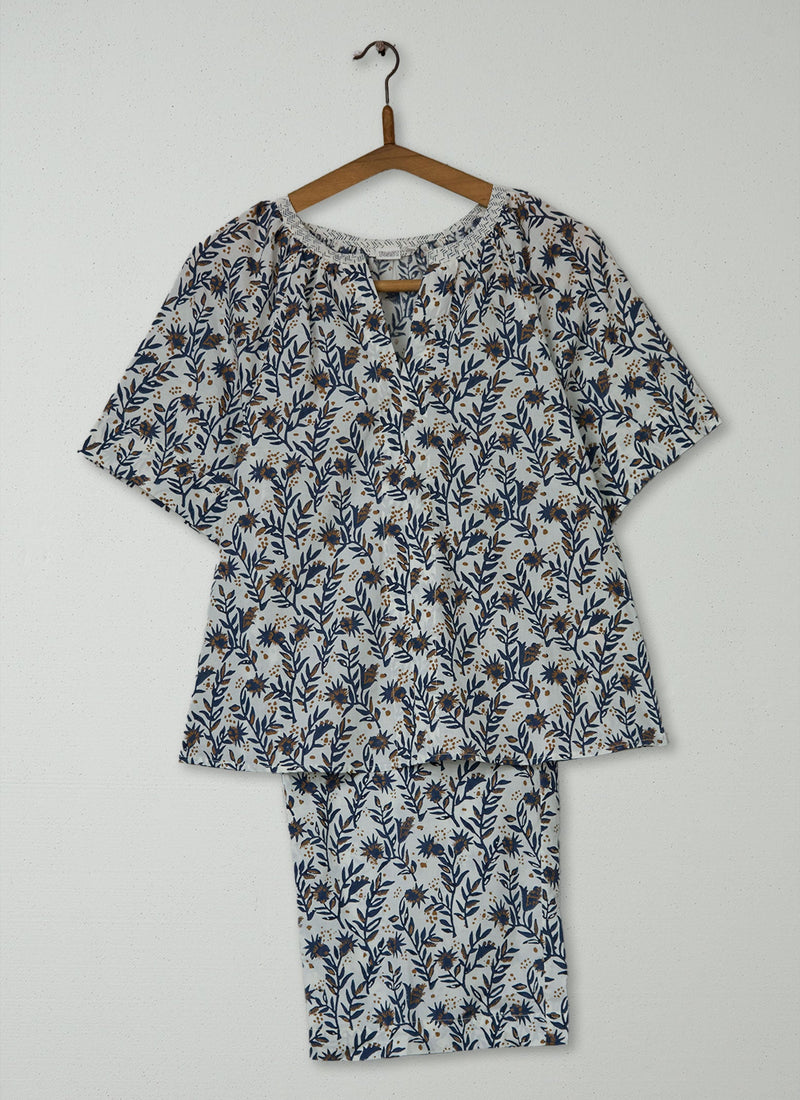Reworn Block Print Pyjamas Size S (267) | Multi