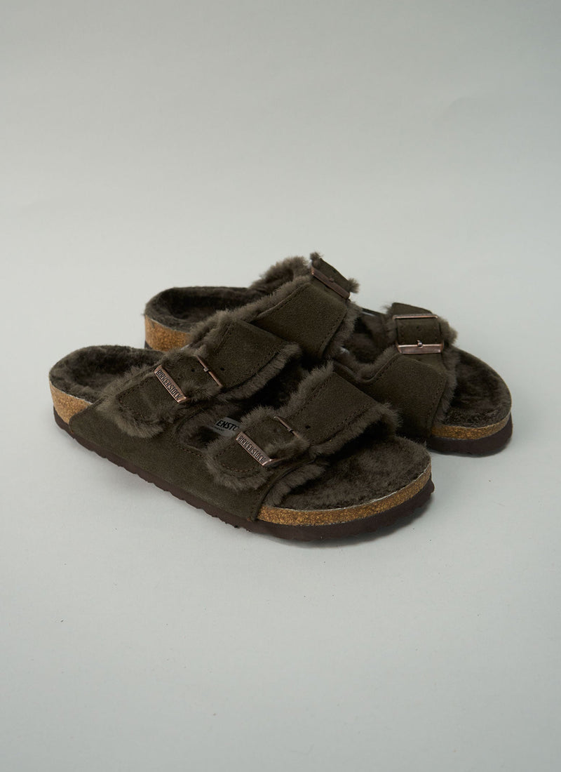 Reworn Birkenstock Arizona Shearling Slippers Size 36 (729) | Mocca
