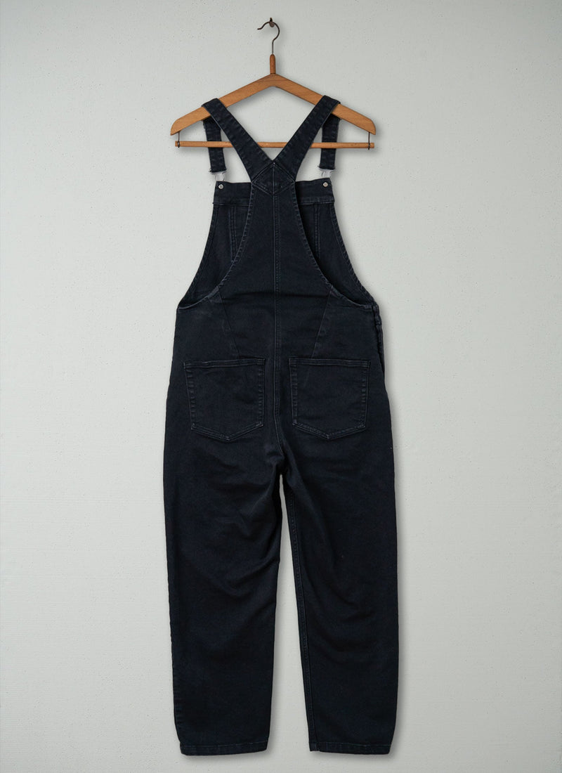 Reworn Black Denim Dungarees Size 12 (1068) | Black