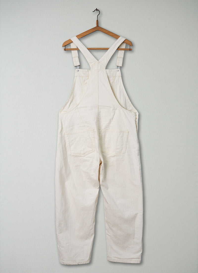 Reworn Ecru Denim Dungarees Size 12 (213) | Ecru