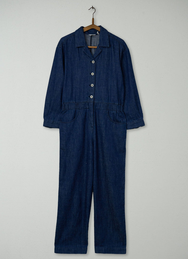 Reworn Hemp Cotton Jumpsuit Size 12 (1367) | Indigo