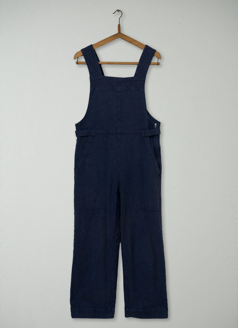 Reworn Hemp Cotton Canvas Jumpsuit Size 18 (804) | Dark Chambray Blue