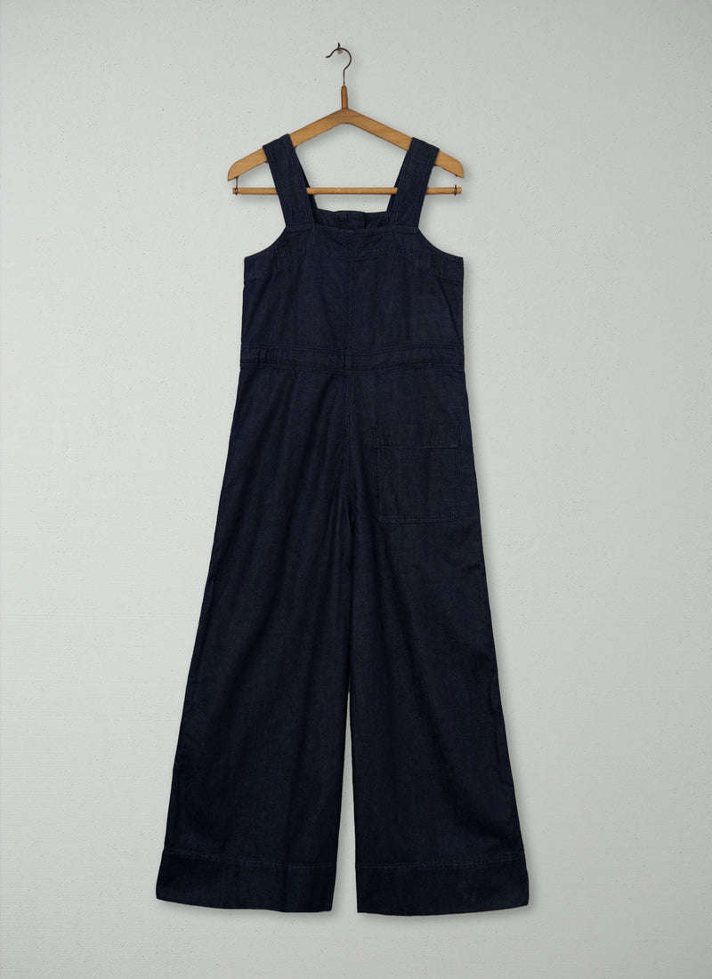 Reworn Drawstring Waist Denim Jumpsuit Size 4 (1013) | Indigo