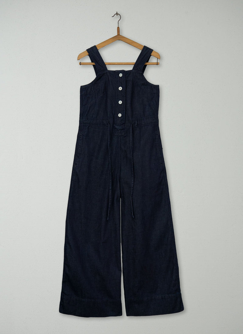 Reworn Drawstring Waist Denim Jumpsuit Size 4 (1013) | Indigo