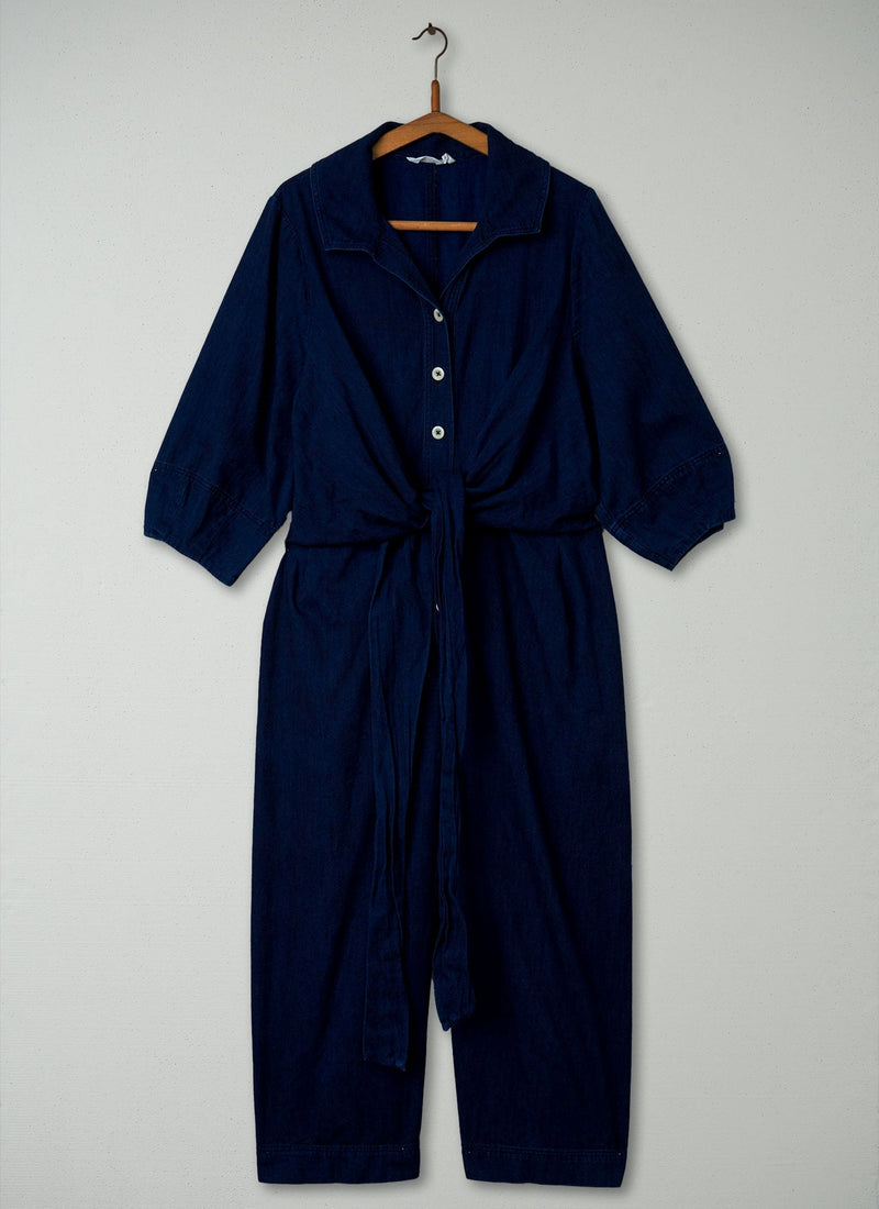 Reworn Wrap Front Jumpsuit Size 16 (218) | Indigo