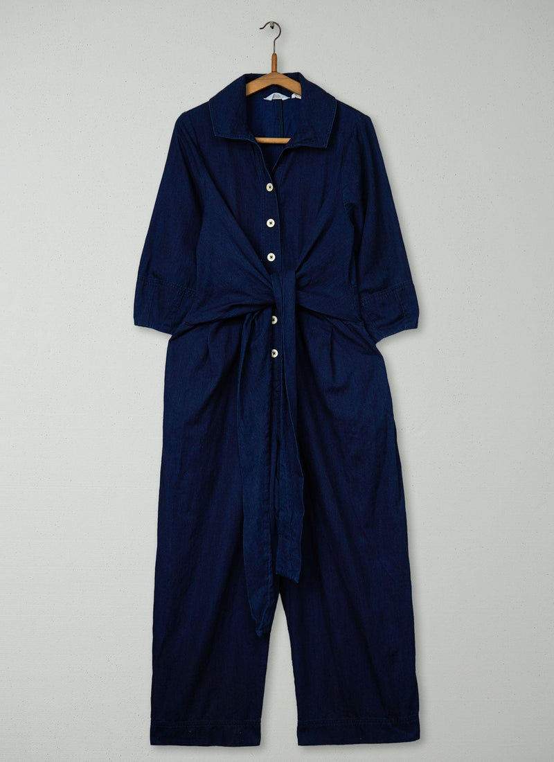 Reworn Wrap Front Jumpsuit Size 10 (1181) | Indigo