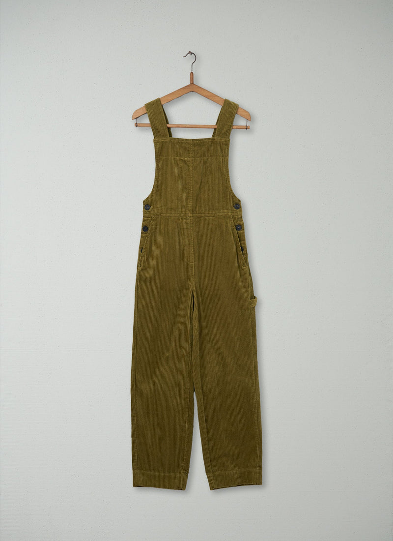 Reworn Cord Dungarees Size 4 (111) | Woodland Green
