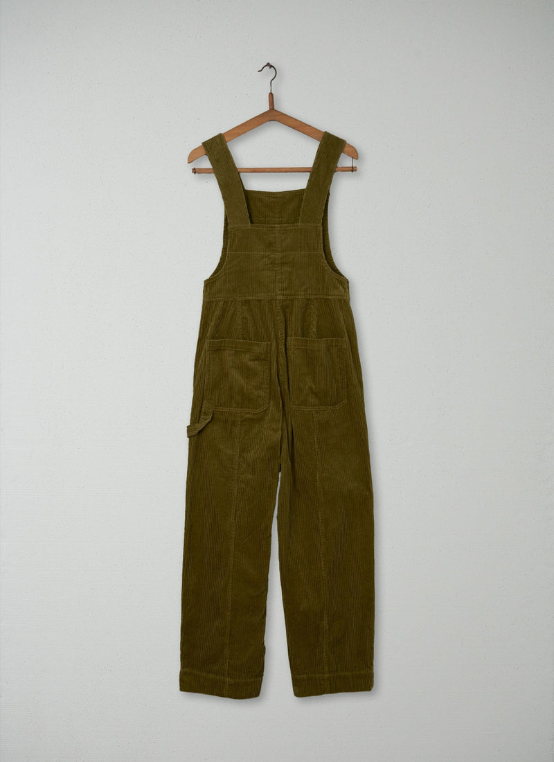 Reworn Cord Dungarees Size 6 (100) | Woodland Green